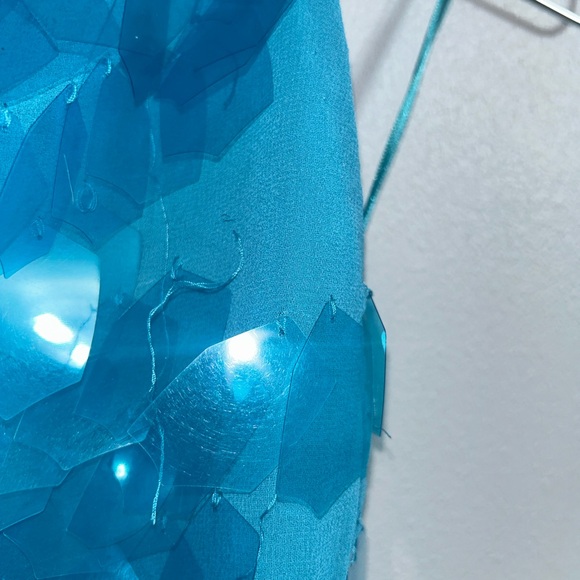 ARRANGE embellished shard sequin longline halter disc top mini dress blue shell - Picture 10 of 12